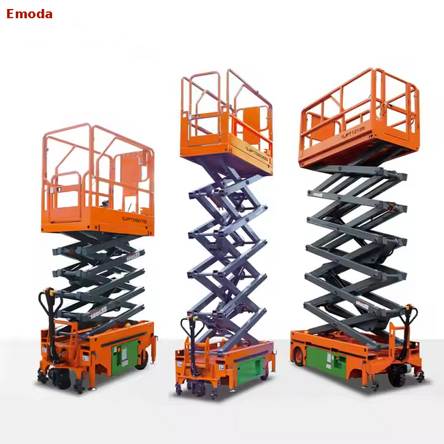SJPT0808B10m Capacidad hidráulica Mesa elevadora de tijera eléctrica móvil Manlift Plataforma de trabajo aérea móvil